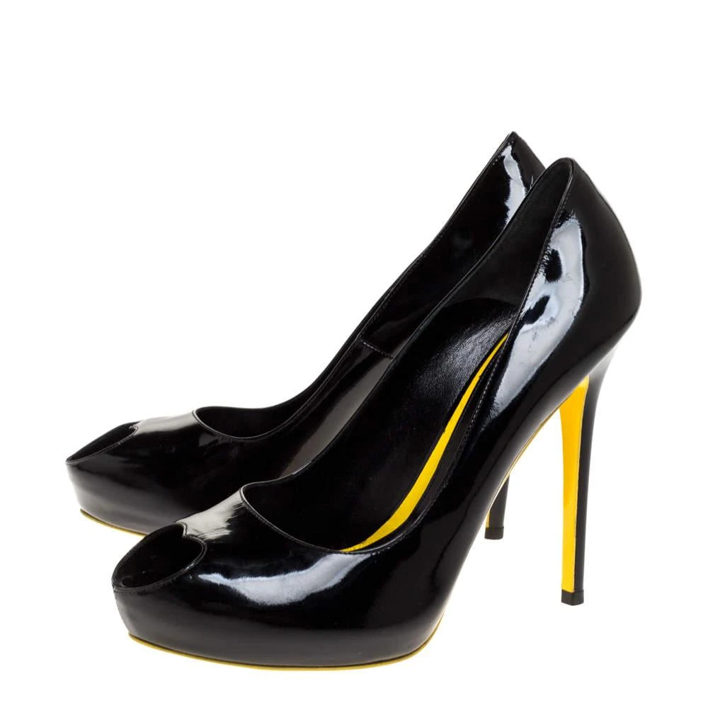 Alexander McQueen Alexander McQueen Black Patent Leather Heart Peep Toe Pumps Size 39.5 4