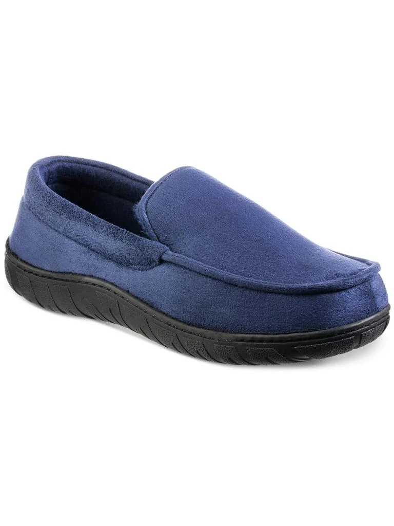 Totes Mens Faux Suede Faux Fur Lined Loafer Slippers 1