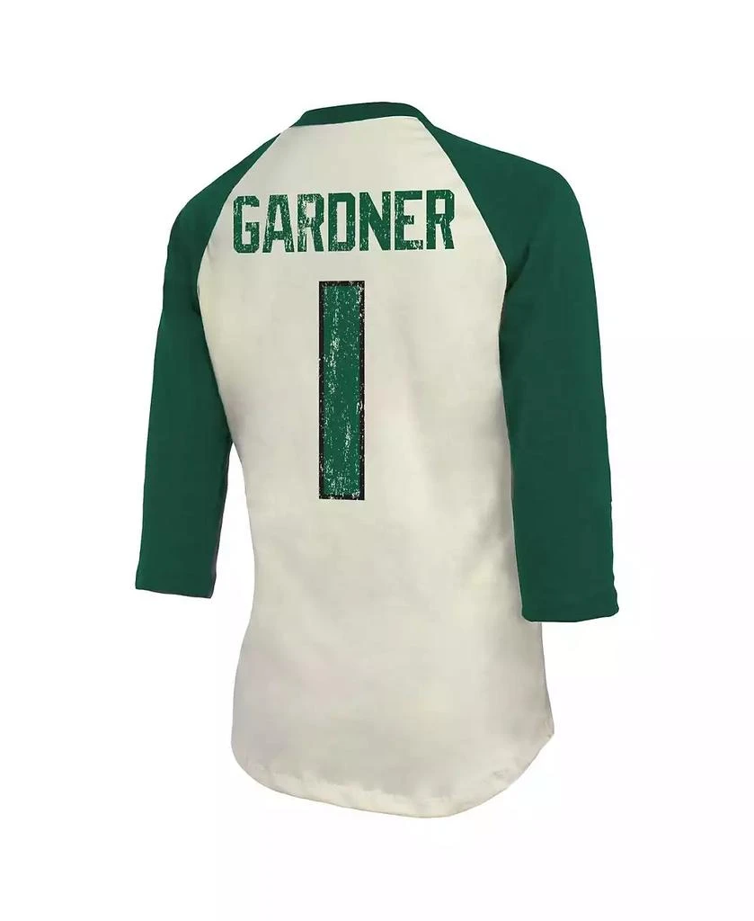 Majestic Women's Threads Ahmad Sauce Gardner Cream, Green New York Jets Player Name and Number Raglan 3/4-Sleeve T-shirt 3