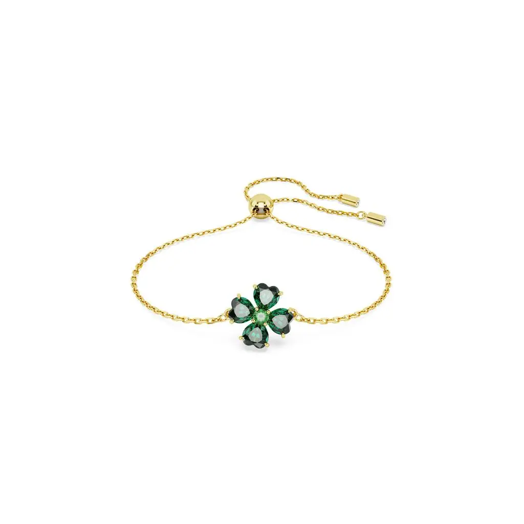 Swarovski Idyllia bracelet mixed cuts clover green gold-tone plated 4