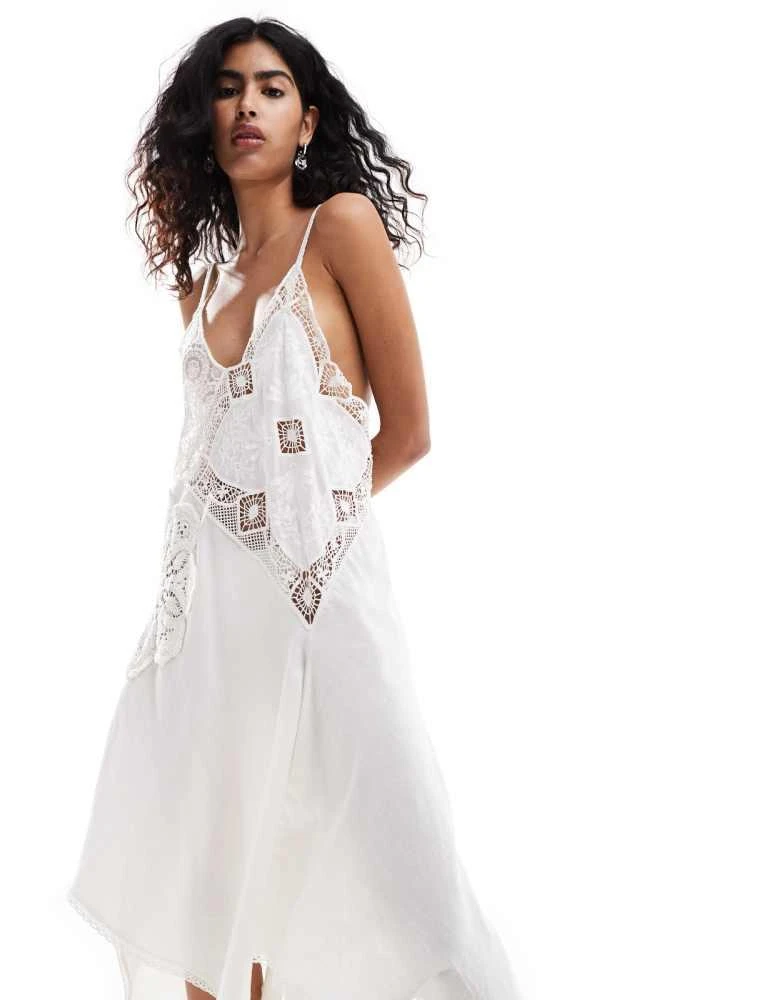 Mango Mango Selection hanky hem crochet dress in cream 4