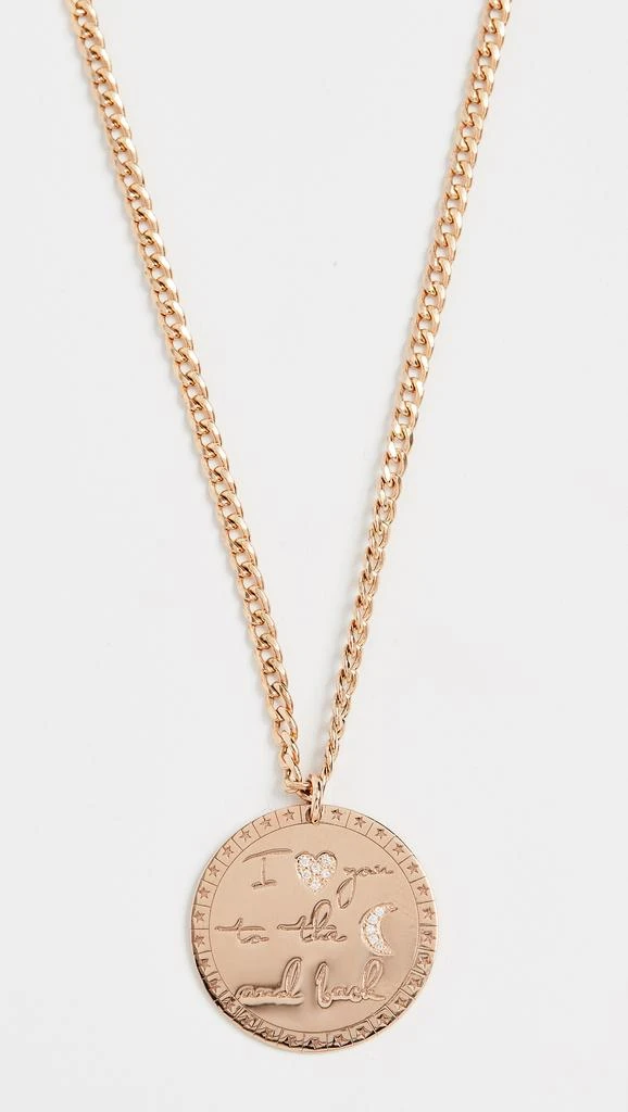 Zoe Chicco 14k Large "I Love You to the Moon & Back" Mantra on Small Curb Chain Necklace 3