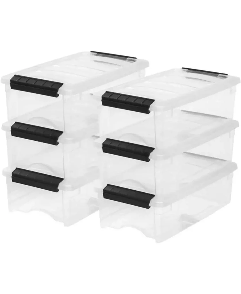 IRIS USA 6-Pack Plastic Storage Bins with Lids, 6 Quart, Made in USA Stackable Latches Durable Nestable Containers