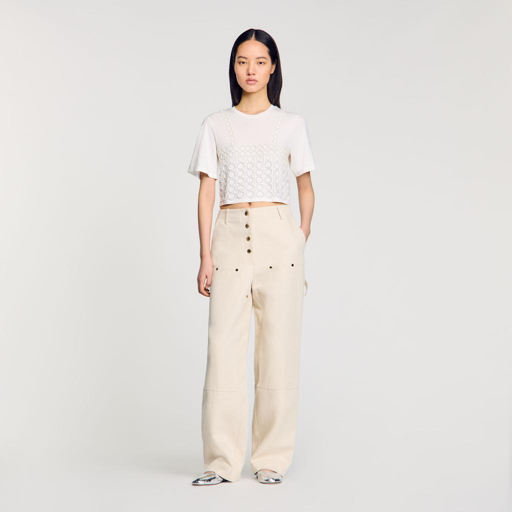 Sandro Beaded cropped T-shirt