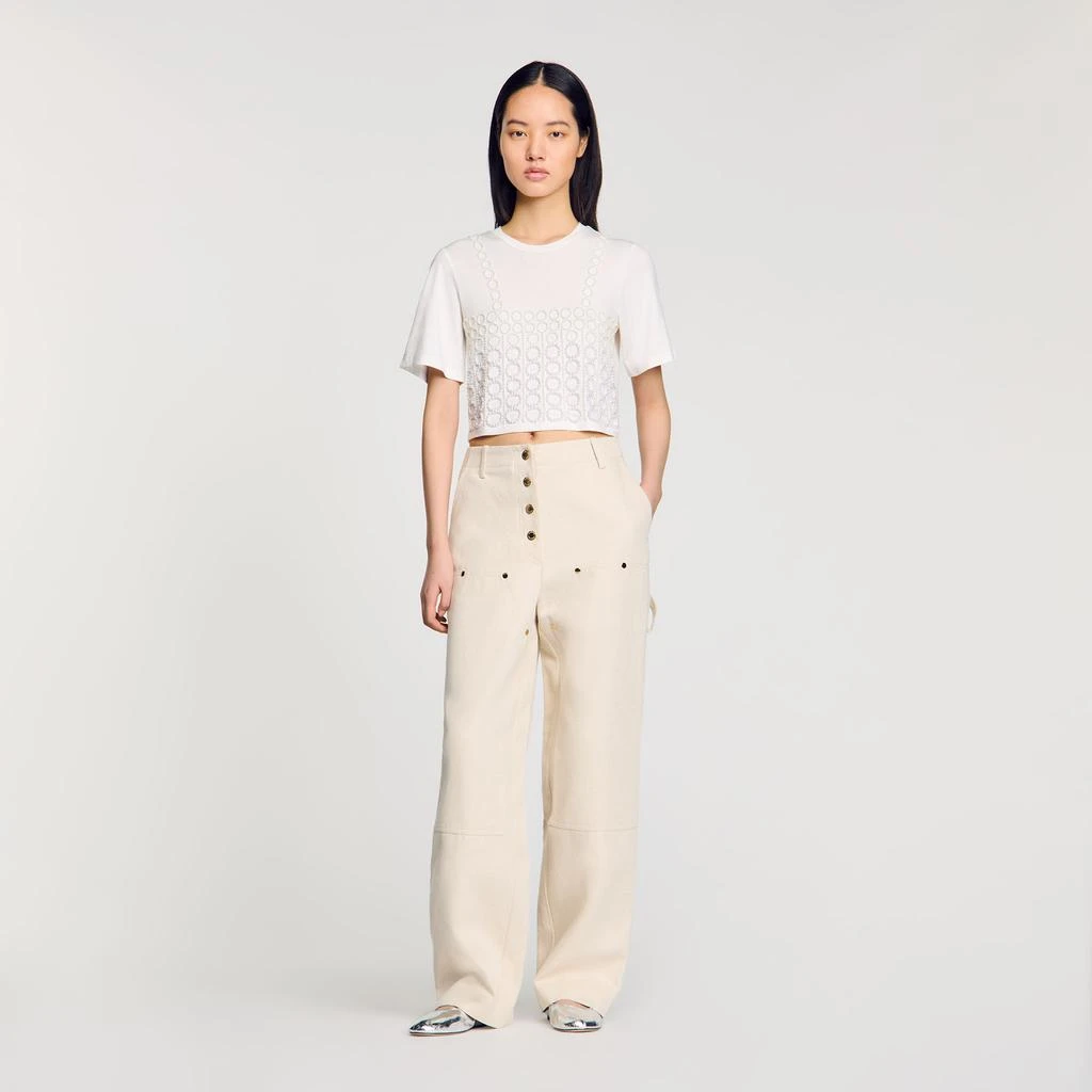 Sandro Beaded cropped T-shirt 1
