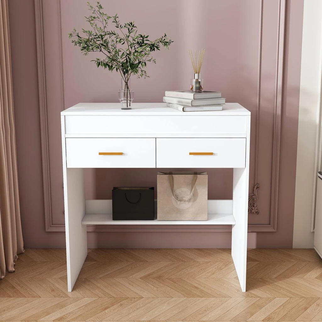 Streamdale Furniture Streamdale Flip Top Vanity Desk with LED Mirror 
Outlet - White 4