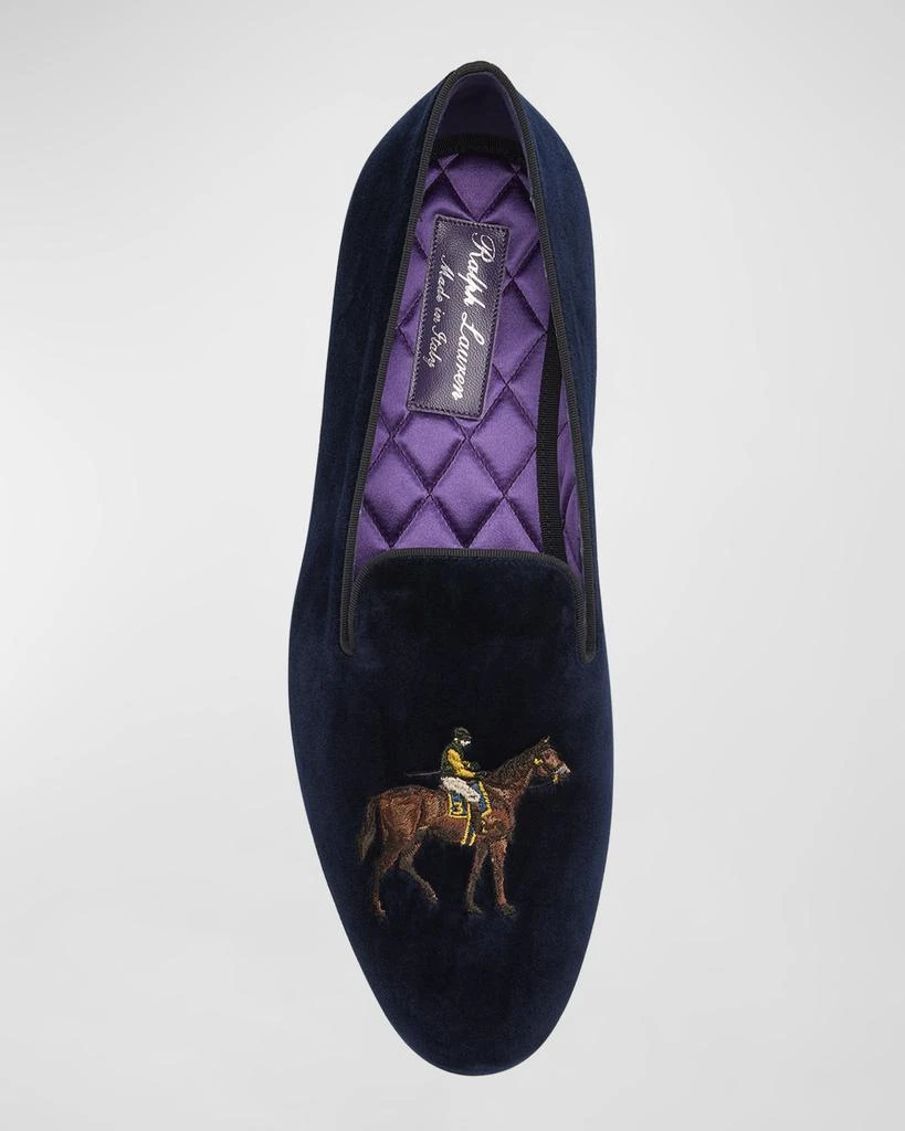 Ralph Lauren Men's Alonzo Embroidered Velvet Slippers 6