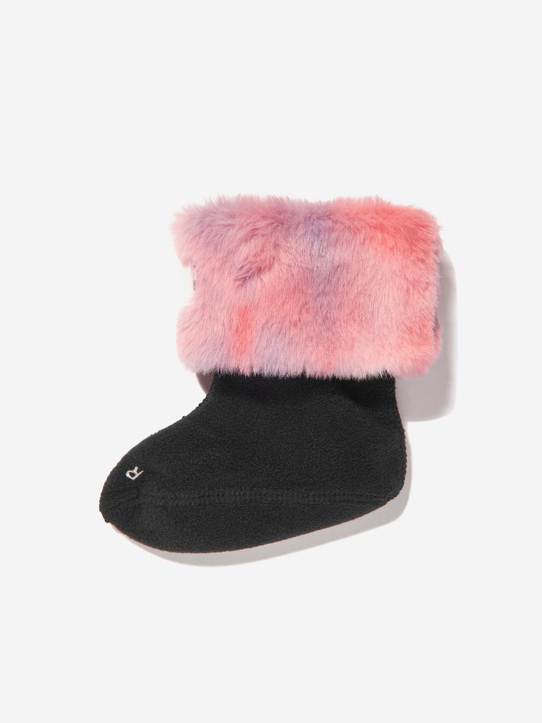 Hunter Girls Faux Fur Boot Socks in Multicolour