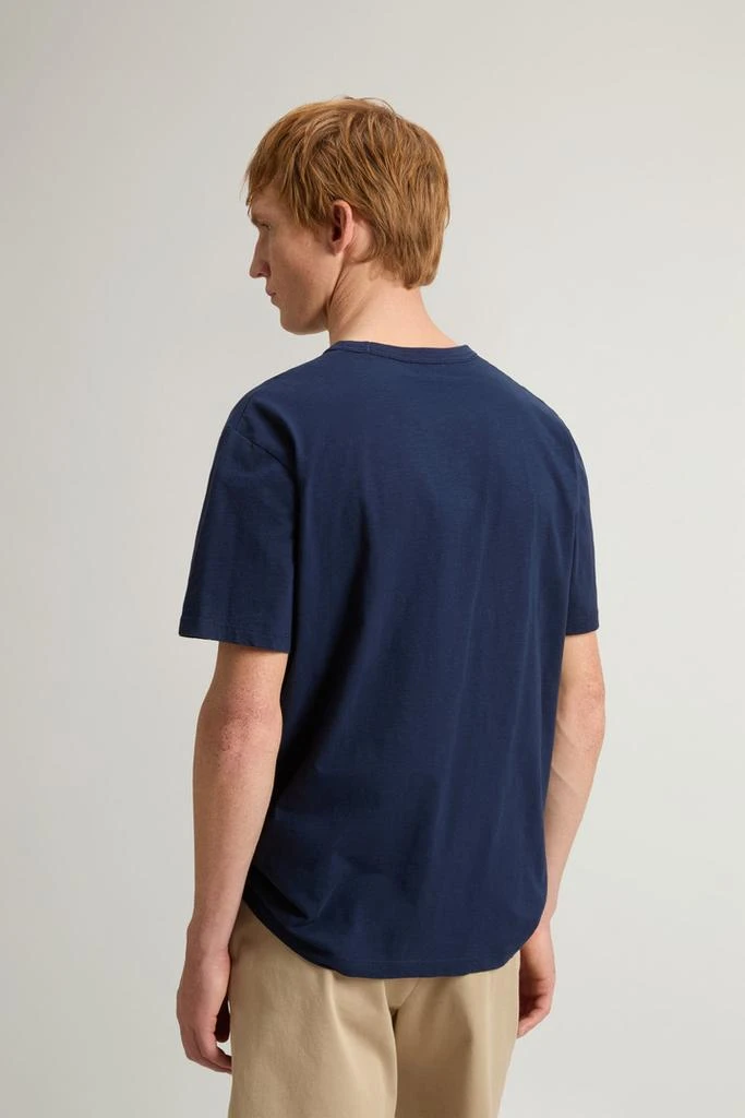 Woolrich T-Shirt in Pure Cotton Slub Fabric - Men - Blue 3