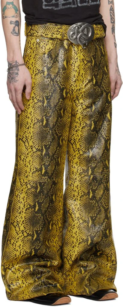 LU'U DAN Black & Yellow 'Year of the Snake' Phat Leather Pants 2