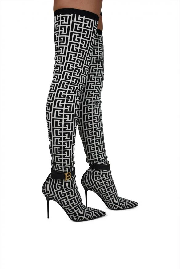 Balmain Raven Monogrammed Thigh-high 2