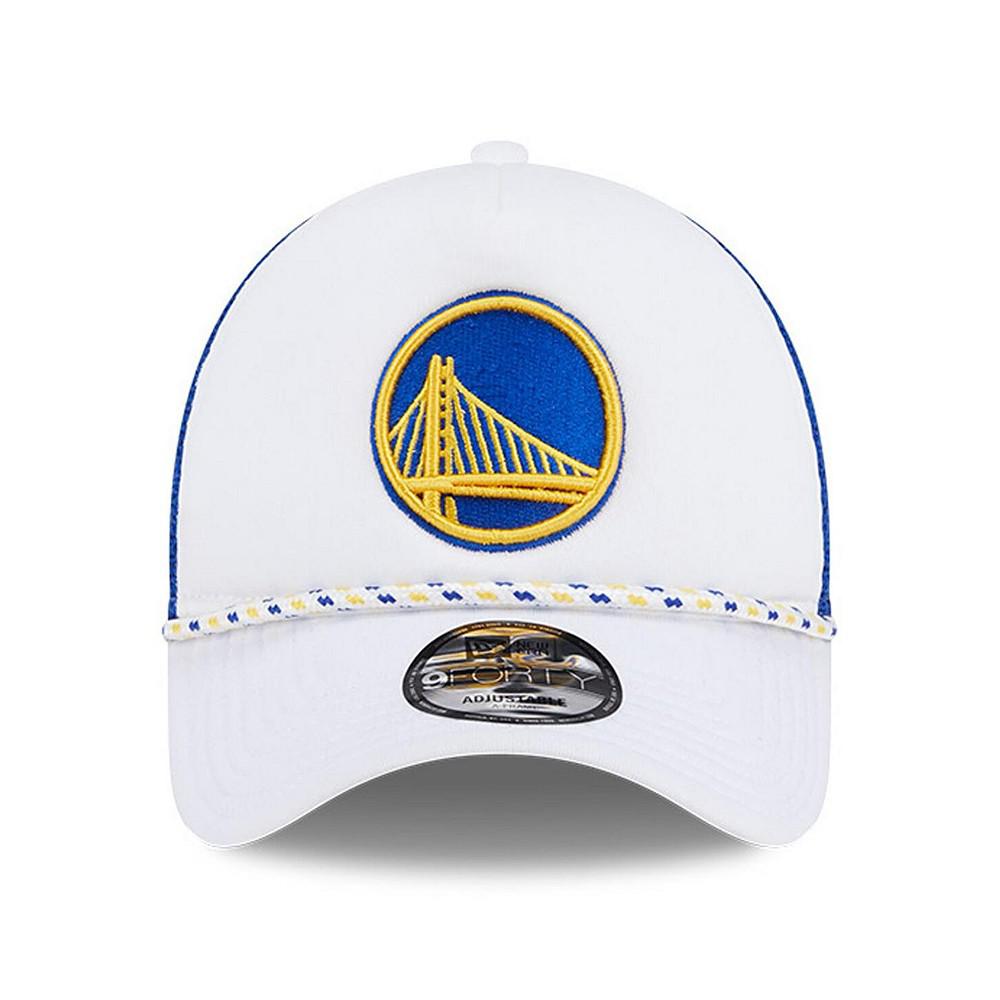 New Era Men's White/Royal Golden State Warriors Court Sport Foam A-Frame 9FORTY Adjustable Trucker Hat