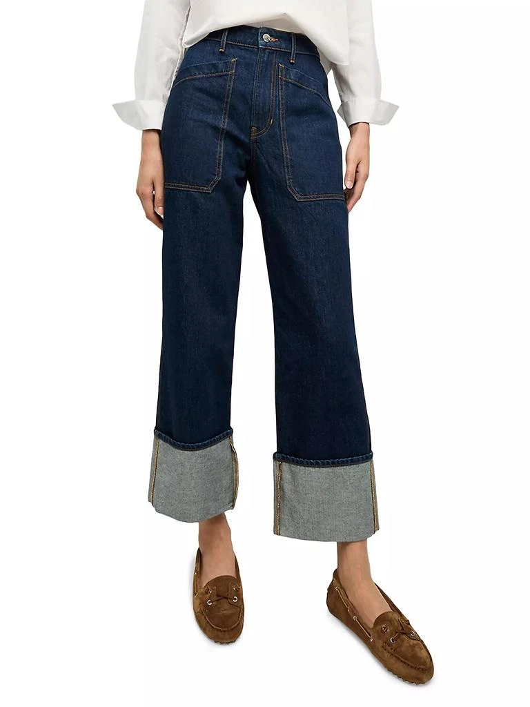 VERONICA BEARD Dylan Cuffed High-Rise Straight Jeans 3