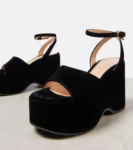 Gianvito Rossi Velvet wedge sandals 5