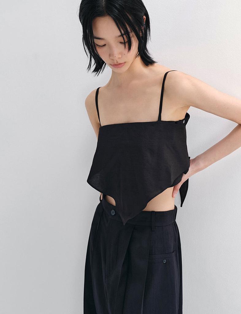 Pixie Market Black Scarf Top -PREORDER