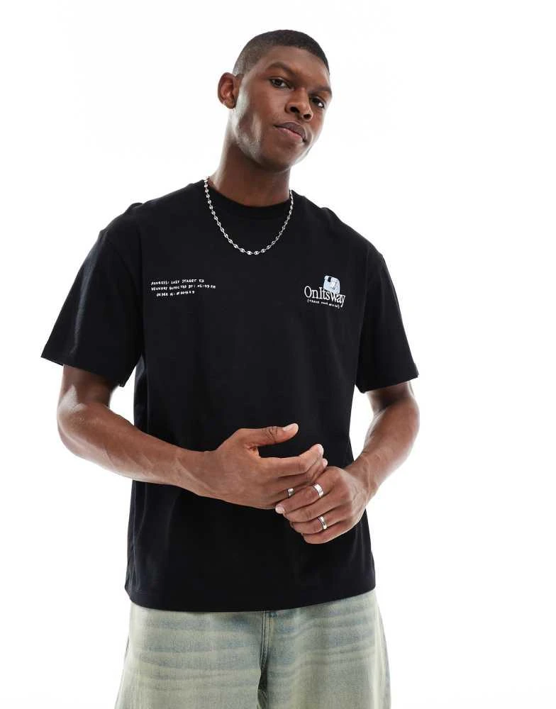 Bershka Bershka tasty house back printed t-shirt in black 2
