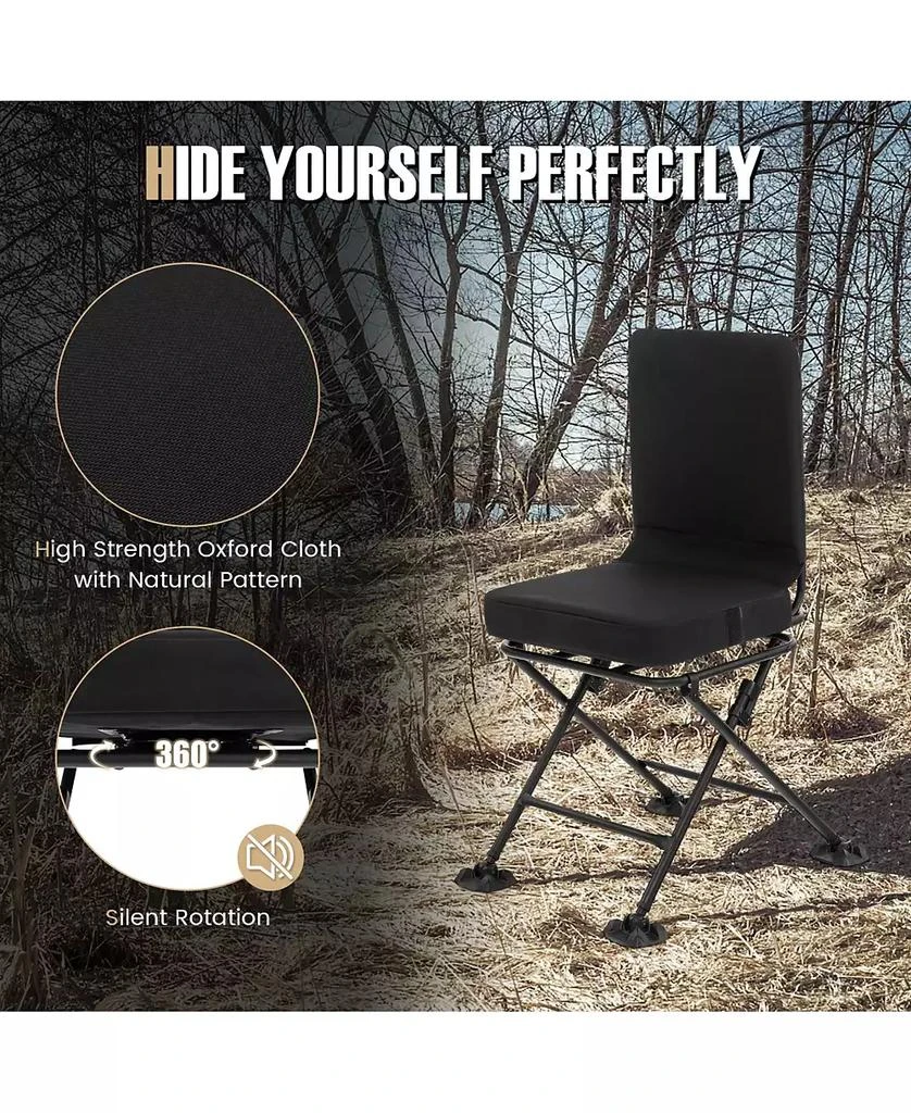 Mecale Swivel Folding Chair with Backrest and Padded Cushion 7