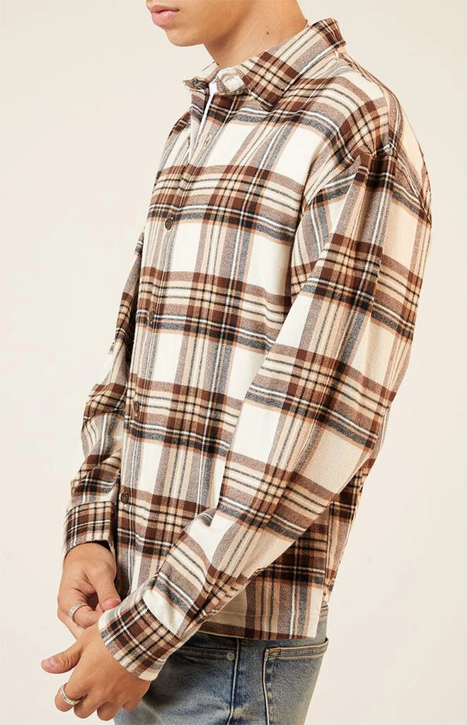 PacSun Cream Washed Cropped Flannel Shirt 5