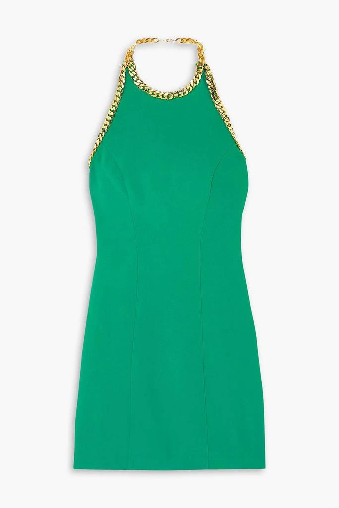 ROWEN ROSE Chain-embellished crepe halterneck mini dress 1