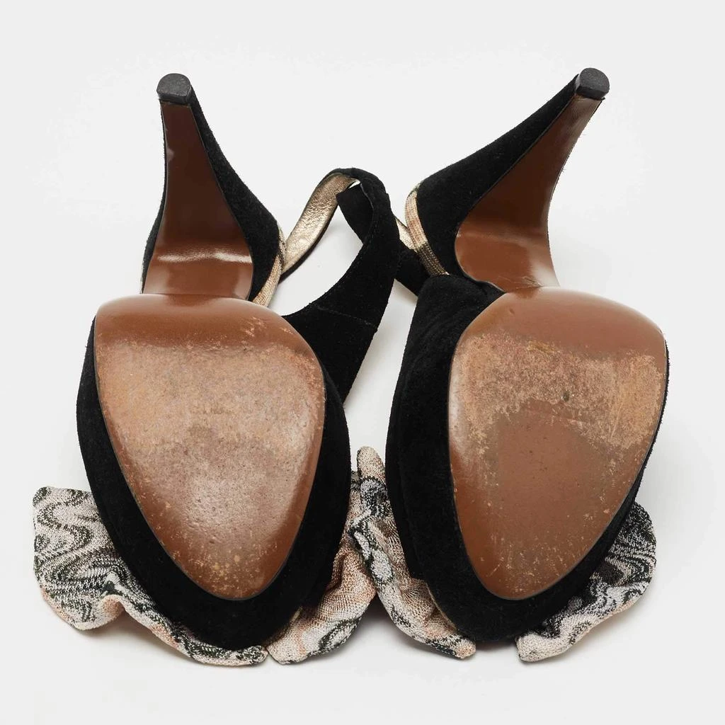 Missoni Missoni Black Suede and Fabric Bow Peep Toe Slingback Pumps Size 40 6