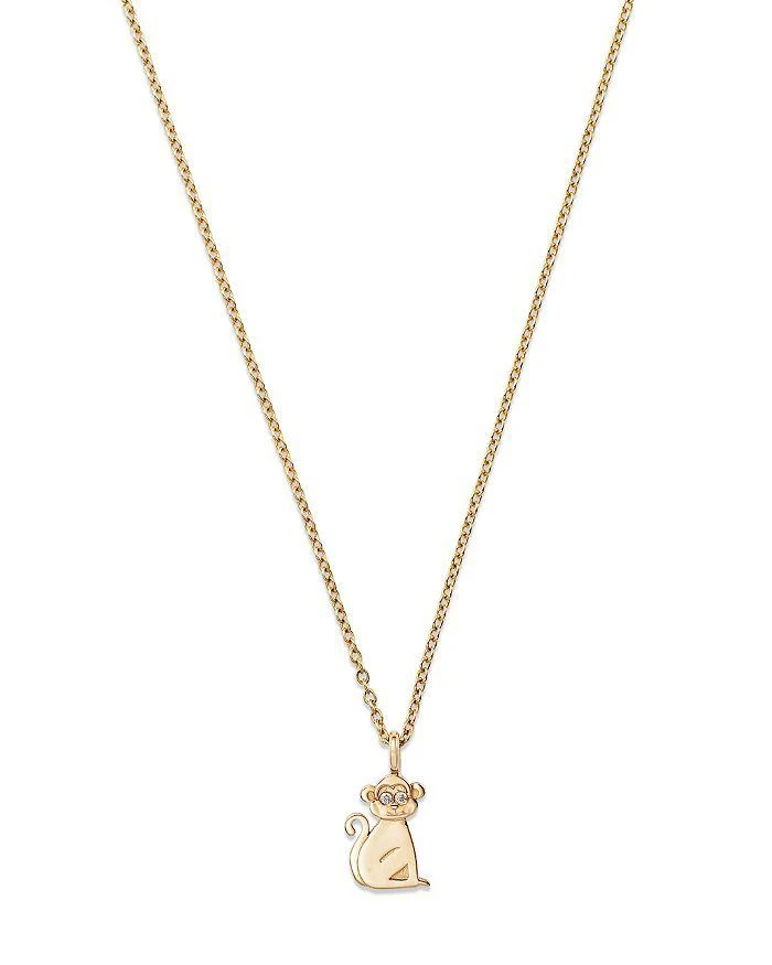 Moon & Meadow 14K Yellow Gold Diamond Monkey Pendant Necklace, 16-18" 1