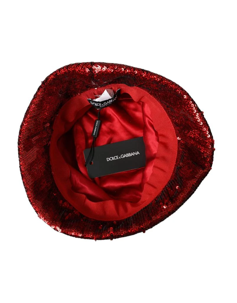 Dolce & Gabbana Red Sequined Nylon Bucket Hat Men 5