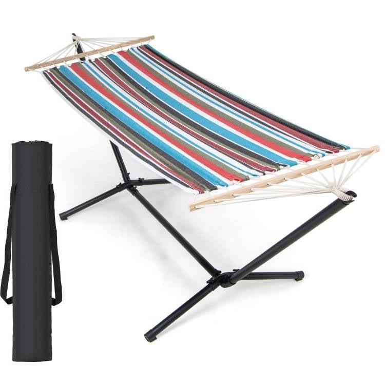 QuikFurn Portable Poly-Cotton Hammock with Stand and Carrying Case