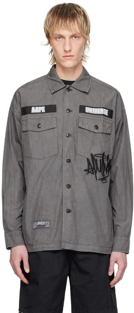 AAPE by A Bathing Ape Gray Embroidered Shirt 1