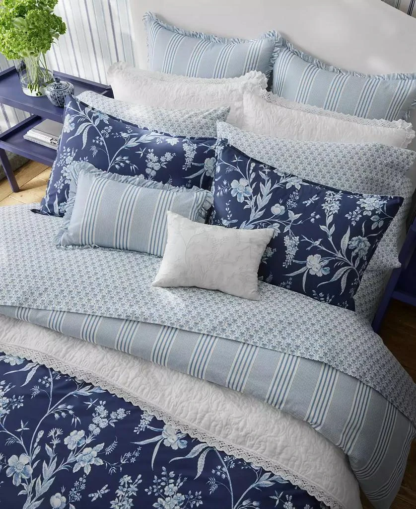 Laura Ashley Branch Toile Cotton Reversible 7 Piece Comforter Set, King 3