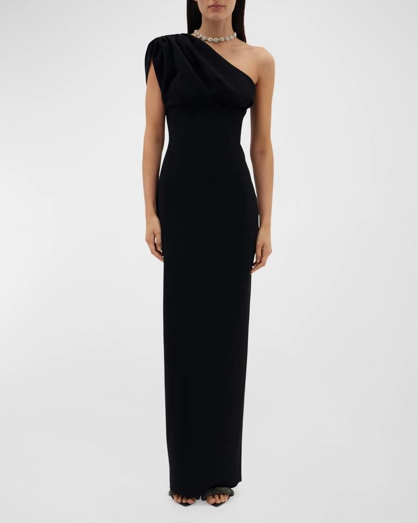 RACHEL GILBERT Winnie Gathered One-Shoulder Column Gown 1