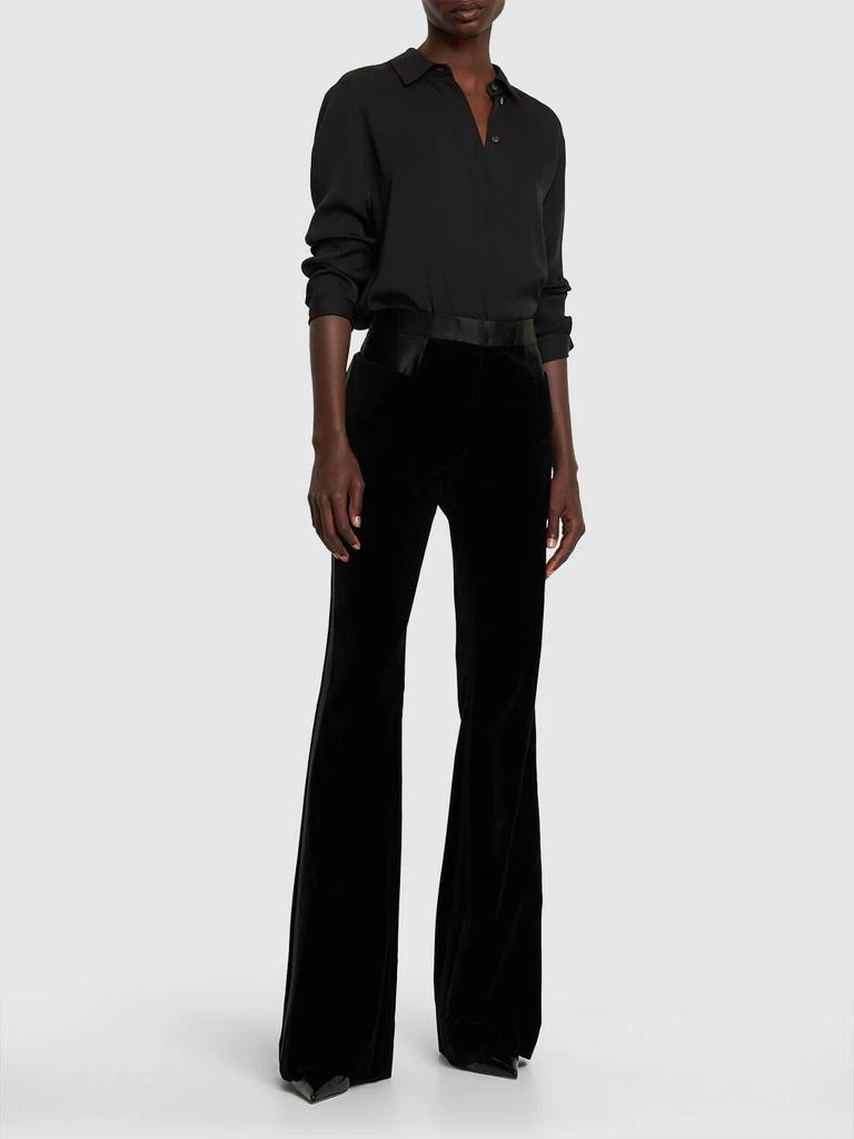 TOM FORD Cotton Velvet Low Rise Flared Pants 1