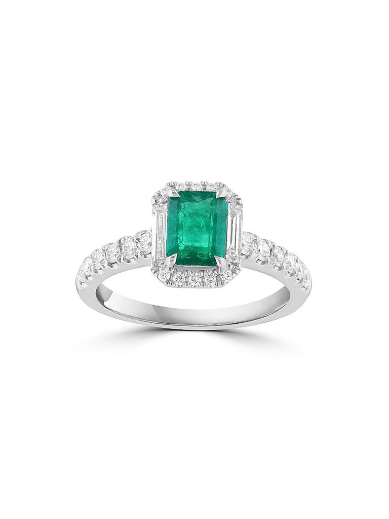 Saks Fifth Avenue Collection 18K White Gold, Emerald 
0.60 TCW Diamond Halo Ring 3