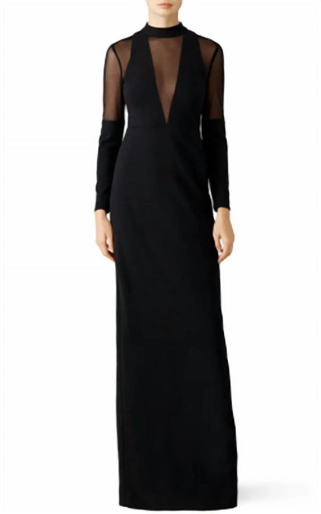 Nicole Miller Nicole Miller - Sheer Long Sleeve Dress With Plunging Neckline 1