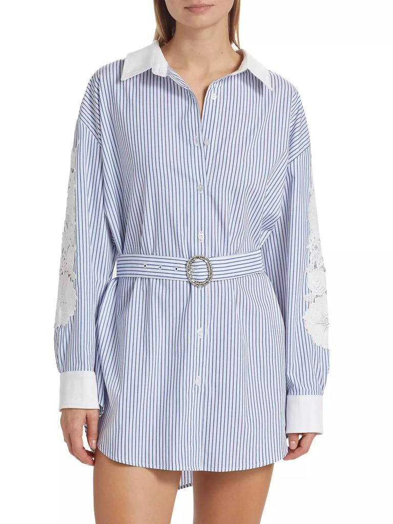 Generation Love Mabel Pinstripe Lace Belted Shirtdress 3