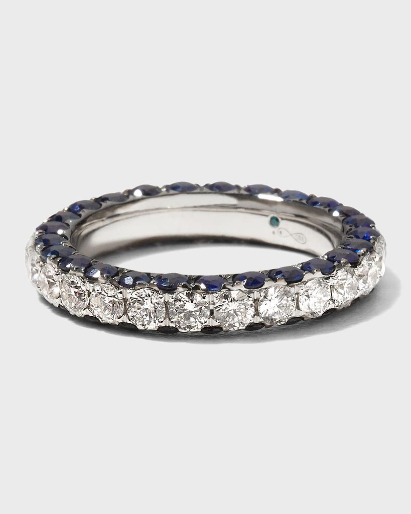 Graziela Gems Sapphire and Diamond 3-Sided Band Ring, Size 7