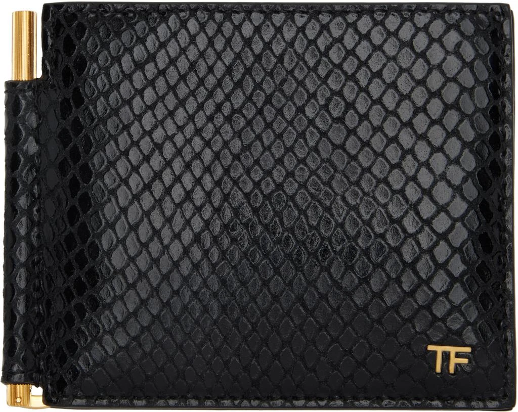Tom Ford Black Printed Python Money Clip Wallet 1