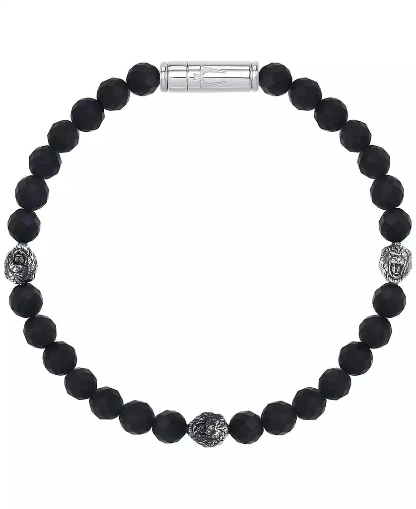 Bulova Marc Anthony Men
s Onyx 
Lion Beaded Bracelet in Sterling Silver-Plate, BVB1161-WSBKOX
