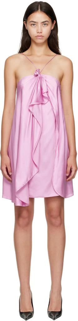 strapless open back dress Acne Studios Pink Multi Silk Slip Dress Pink A20777