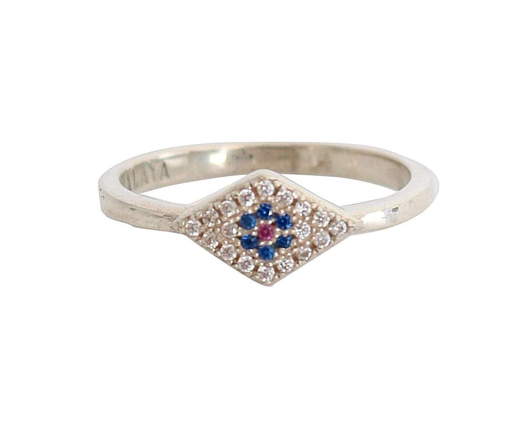 Nialaya Nialaya Blue Red CZ 925 Silver Clear Ring