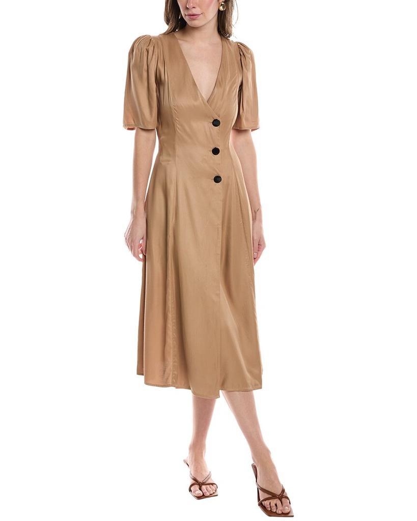 Ganni Twill Wrap Midi Dress