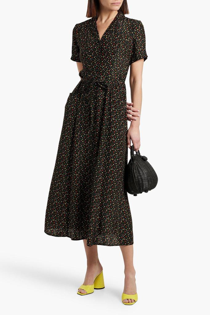 HVN Maria printed silk midi dress