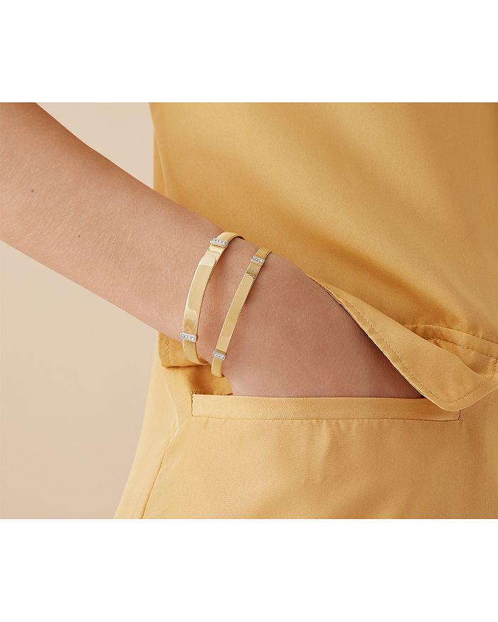 Marco Bicego 18K Yellow Gold Masai Diamond Pavé Two Station Thin Bangle Bracelet
