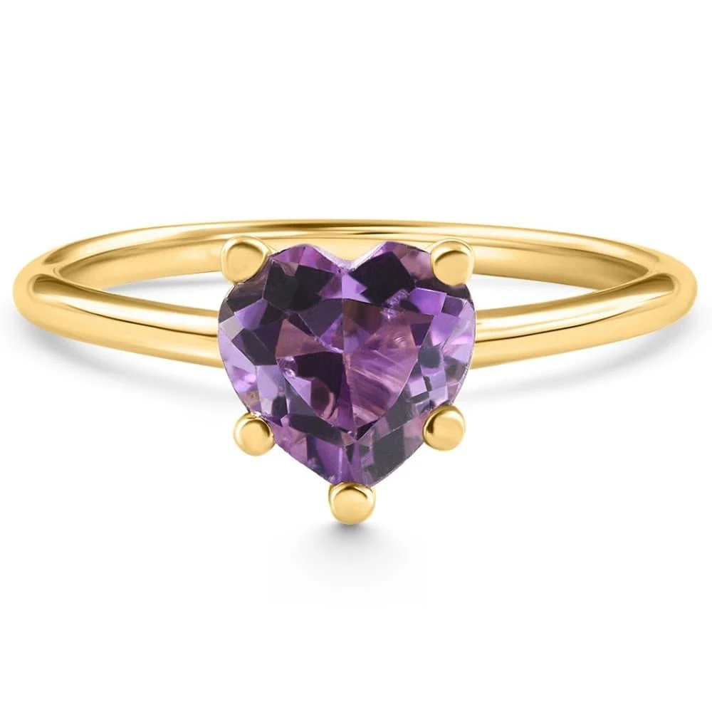 Pompeii3 Amethyst Solitaire Ring 14k White or Yellow Gold 6MM