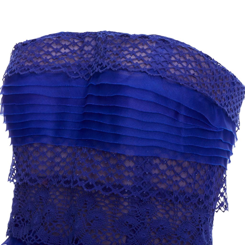 Oscar de la Renta Oscar De La Renta Lace Trim Overlay Strapless Cocktail Dress