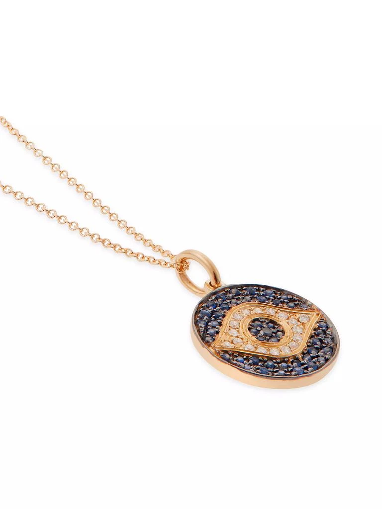 Ileana Makri Evil Eye Little Dawn 18K Rose Gold, Blue Sapphires & Diamonds Pendant Necklace 3