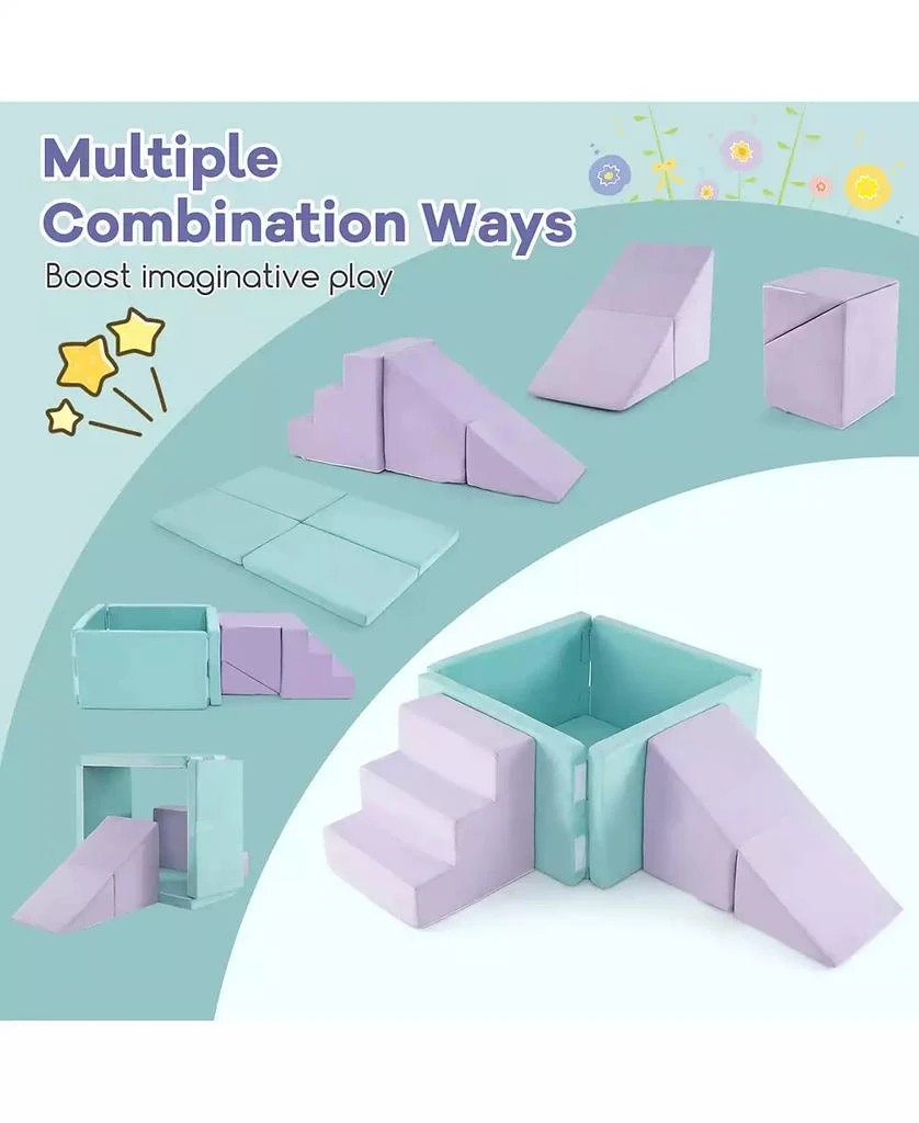 SKONYON 3-in-1 Suede Fabric Soft Play Set Foam Climbing Blocks for Toddlers-Purple 9