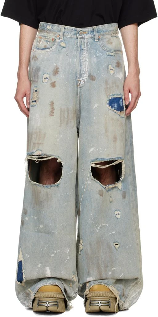 Vetements Blue Trashed Big Shape Jeans 1