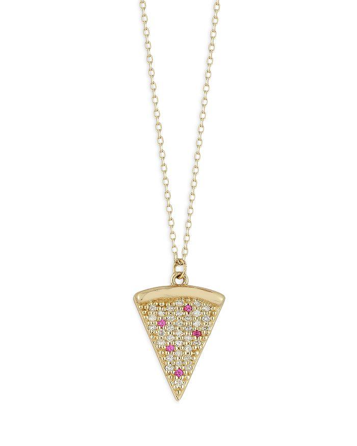 Moon & Meadow 14K Yellow Gold Diamond & Ruby Pizza Slice Pendant Necklace, 16"