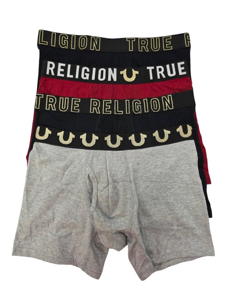True Religion Men's 4-Pack Modal Boxer Briefs In Red/grey/black