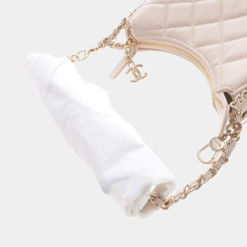 Chanel Chanel Light Beige Leather Mini Hobo Bag 4